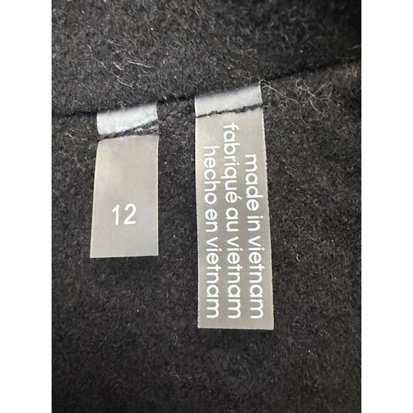 Calvin Klein Classic Single Breasted Wool Poly Cashmere Coat Black Sz 12 $440 - Picture 14 of 15